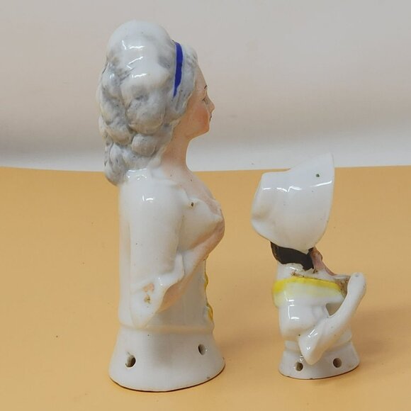 Vintage 2 German Porcelain Half Doll Figurines 1920s Pincushion Germany - Picture 4 of 11
